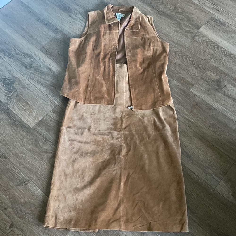 VTG 90’s Y2K Suede St. John’s Bay washable vest & maxi skirt set. 18W & 16W boho - Picture 1 of 12